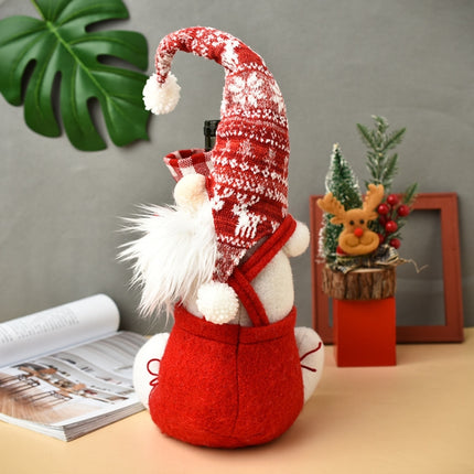 Christmas Faceless Doll Wine Bottle Cover Santa Claus Dining Table Standing Doll Wine Bottle Cover Decoration(Grey)-garmade.com