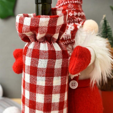 Christmas Faceless Doll Wine Bottle Cover Santa Claus Dining Table Standing Doll Wine Bottle Cover Decoration(Grey)-garmade.com