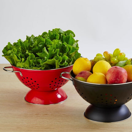 Stainless Steel Round Double Ear Fruit Plate Tray(Red)-garmade.com