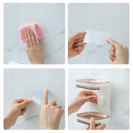 Bathroom Rotatable Soap Dish Wall-mounted No Perforated Drain Double-layer Rack-garmade.com