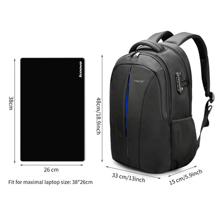 Waterproof 15.6-inch Laptop Backpack Anti-theft Business Travel Backpack School Bag(Black+Orange USB)-garmade.com
