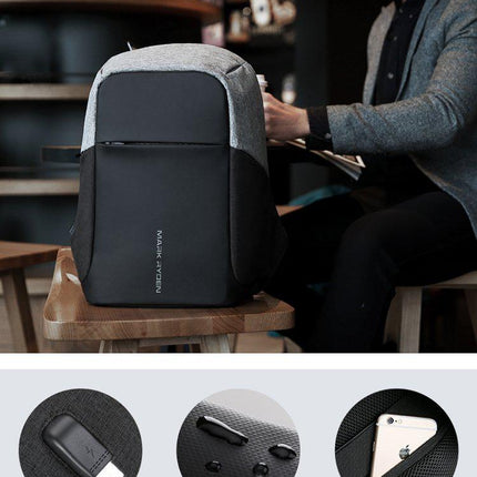 Mark Ryden Multifunction USB charging Men 15inch Laptop Backpack (Black)-garmade.com
