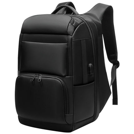 Men Large Capacity Travel Backpack Anti-theft Laptop Backpack with USB Charging Port(Black)-garmade.com