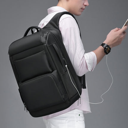Men Large Capacity Travel Backpack Anti-theft Laptop Backpack with USB Charging Port(Black)-garmade.com