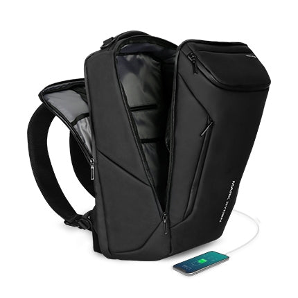 Fashion Men Backpack Multifunctional Waterproof Laptop Bag Travel Bag with USB Charging Port(Upgraded Black)-garmade.com