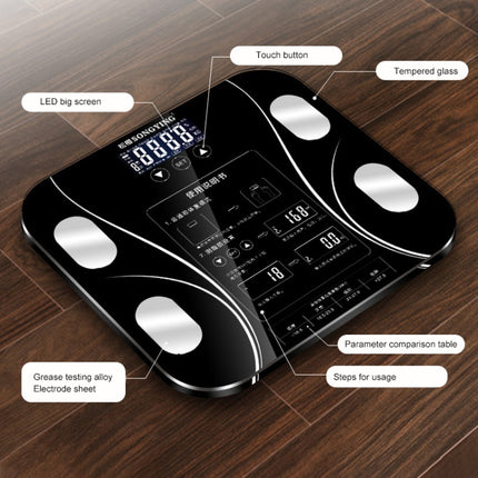 LCD Display Body Electronic Smart Weighing Scales Bathroom Scale Digital Human Weight Scales(Black)-garmade.com