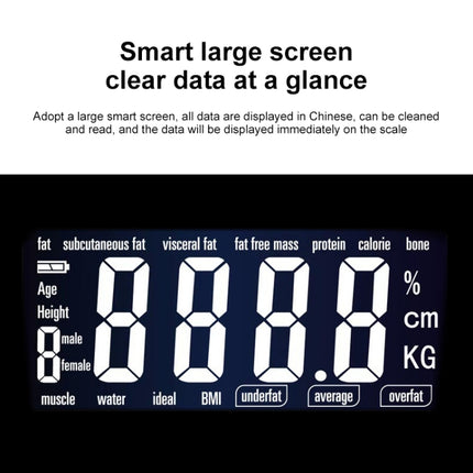 LCD Display Body Electronic Smart Weighing Scales Bathroom Scale Digital Human Weight Scales(Black)-garmade.com