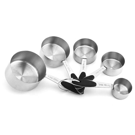 5 in 1 Stainless Steel Measuring Spoon Set Coffee Spoon Baking Kitchen Gadget, Style:Measuring Cup(Black)-garmade.com