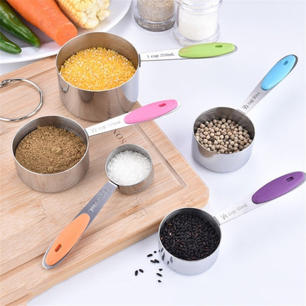 5 in 1 Stainless Steel Measuring Spoon Set Coffee Spoon Baking Kitchen Gadget, Style:Measuring Cup(Color)-garmade.com