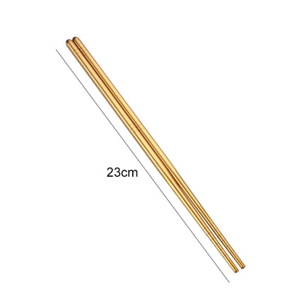 1 Pair Stainless Steel Tableware Colorful Reusable Metal Chopsticks Dishware, Length：23cm(Gold)-garmade.com