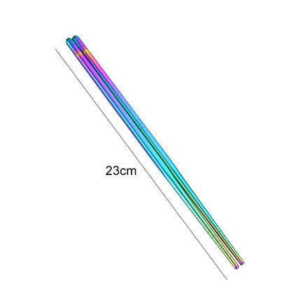 1 Pair Stainless Steel Tableware Colorful Reusable Metal Chopsticks Dishware, Length：23cm(Multicolor)-garmade.com