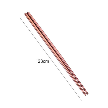 1 Pair Stainless Steel Tableware Colorful Reusable Metal Chopsticks Dishware, Length：23cm(Rose Gold)-garmade.com