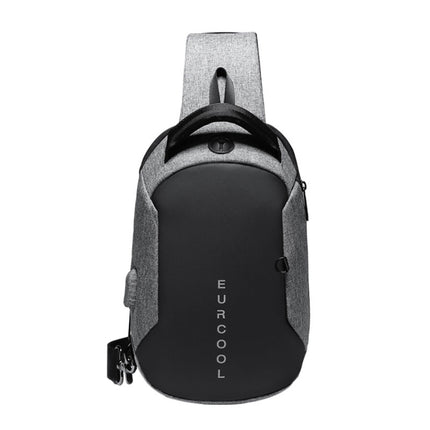 Multi Function Crossbody Bags Men Chest Bag Water Repellent Shoulder Bag with USB Charging Port, Size:S (Gray)-garmade.com