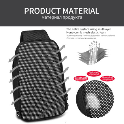 Multi Function Crossbody Bags Men Chest Bag Water Repellent Shoulder Bag with USB Charging Port, Size:L (Gray)-garmade.com