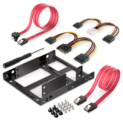 2.5 Inch to 3.5 Inch External HDD SSD Metal Mounting Kit Adapter Bracket With SATA Data Power Cables and Screws-garmade.com