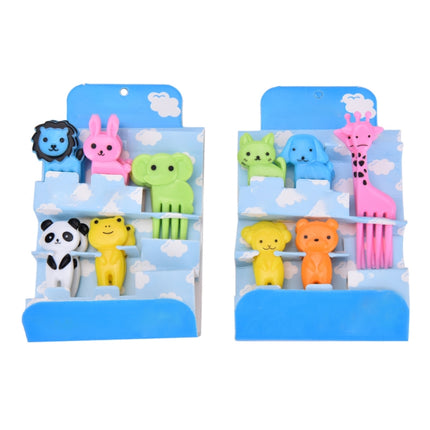 5 Sets 10 in 1 Creative Cartoon Animal Plastic Children Fruit Fork Bento Decoration Toothpick(G220)-garmade.com