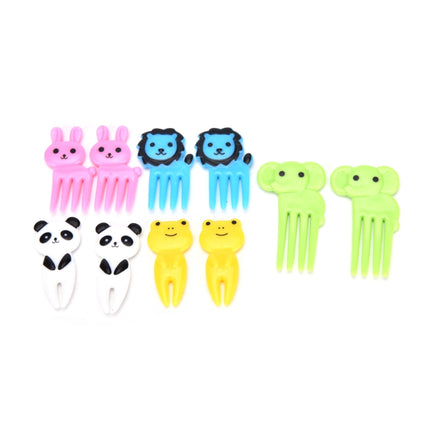 5 Sets 10 in 1 Creative Cartoon Animal Plastic Children Fruit Fork Bento Decoration Toothpick(G222)-garmade.com