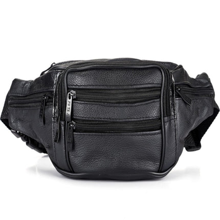 Fashion Men Leather Waist Bags Travel Necessity Organizer Mobile Phone Bag(Black)-garmade.com