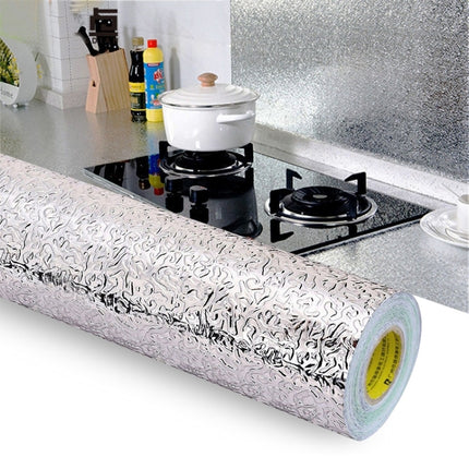 Kitchen Wall Stove Aluminum Foil Oil-proof Stickers Anti-fouling High-temperature Self-adhesive Croppable Wallpaper Wall Sticker, Size:60cmx5m Style:Orange Peel-garmade.com