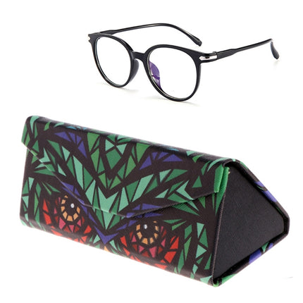 Foldable Triangle Animal Print Glasses Case Sunglasses Myopia Frame Case(Owl)-garmade.com