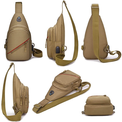 Oxford Cloth Leisure Single Shoulder Crossbody Bag Outdoor Chest Bag for Men(Brown)-garmade.com