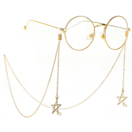 2 PCS Non-slip Metal Glasses Pendant with Pearl Pendant Glasses Chain(Gold)-garmade.com