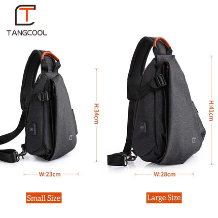 Multifunction Fashion Men Crossbody Bags Chest Pack Messengers Bag Waterproof Shoulder Bag with USB Charging Port(Black-L)-garmade.com