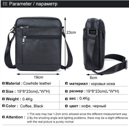Men Cowhide Leather Crossbody Bags Vertical Shoulder Bag Business Bag(Coffee)-garmade.com