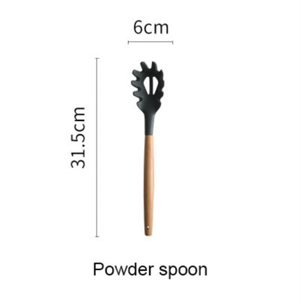 Silicone Wood Handle Spatula Heat-resistant Soup Spoon Non-stick Special Cooking Shovel Kitchen Tools Draging Spoon-garmade.com