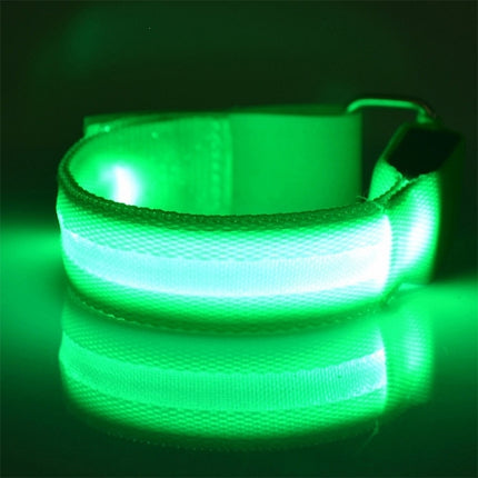 Nylon Night Sports LED Light Armband Light Bracelet, Specification:Battery Version(Green)-garmade.com