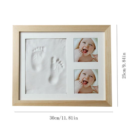 Baby Hand Foot Print Mold Maker Solid Wooden Photo Frame With Cover Fingerprint Mud Set(Pink)-garmade.com