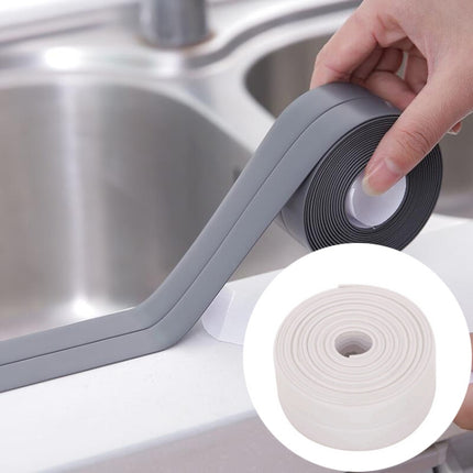 Durable PVC Material Waterproof Mold Proof Adhesive Tape Kitchen Bathroom Wall Sealing Tape, Width:3.8cm x 3.2m(White)-garmade.com
