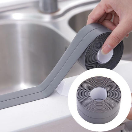 Durable PVC Material Waterproof Mold Proof Adhesive Tape Kitchen Bathroom Wall Sealing Tape, Width:3.8cm x 3.2m(Grey)-garmade.com