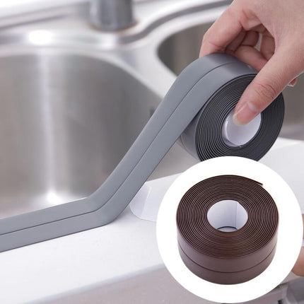 Durable PVC Material Waterproof Mold Proof Adhesive Tape Kitchen Bathroom Wall Sealing Tape, Width:3.8cm x 3.2m(Brown)-garmade.com