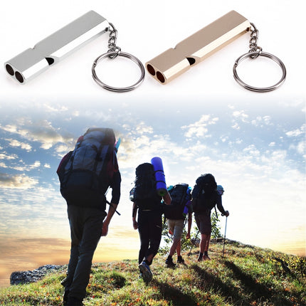 3 PCS Mini Portable 120db Double Pipe High Decibel Outdoor Camping Hiking Survival Whistle Double-frequency Emnergecy Whistle Keychain(Silver)-garmade.com