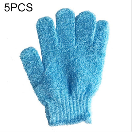 5 PCS Shower Bath Gloves Exfoliating Spa Massage Scrub Body Glove(Blue)-garmade.com