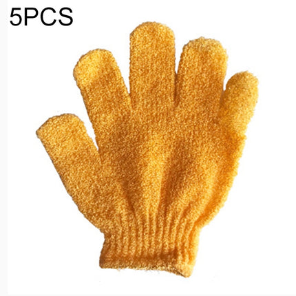 5 PCS Shower Bath Gloves Exfoliating Spa Massage Scrub Body Glove(Orange)-garmade.com