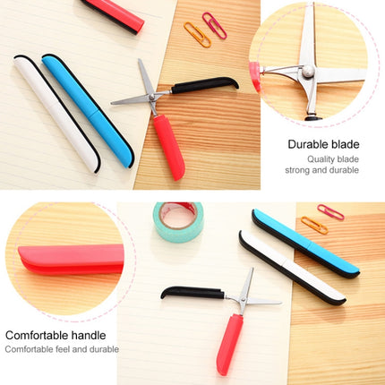 Portable Shears Paper Cutting Folding Safety Mini Stationery Scissors(Blue)-garmade.com