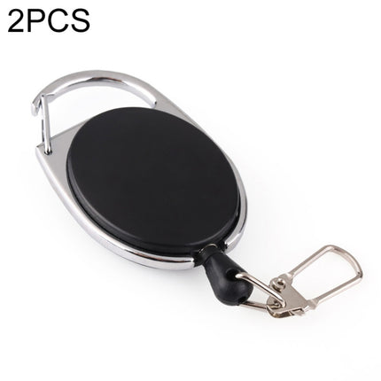 2 PCS Retractable Pull Badge Reel Zinc Alloy ABS ID Lanyard Name Tag Card Badge Key Ring Chain Clips-garmade.com