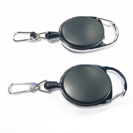 2 PCS Retractable Pull Badge Reel Zinc Alloy ABS ID Lanyard Name Tag Card Badge Key Ring Chain Clips-garmade.com