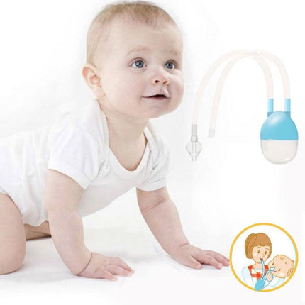 Newborn Baby Safety Nose Cleaner Vacuum Suction Nasal Aspirator Flu Protections Nasal Aspirator Nasal Snot Nose Cleaner Baby(blue)-garmade.com