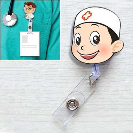 Doctor Head Pattern Cute Retractable Badge Reel Student Nurse ID Name Card Badge-garmade.com
