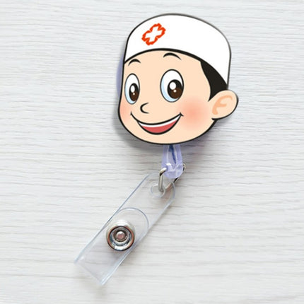 Doctor Head Pattern Cute Retractable Badge Reel Student Nurse ID Name Card Badge-garmade.com