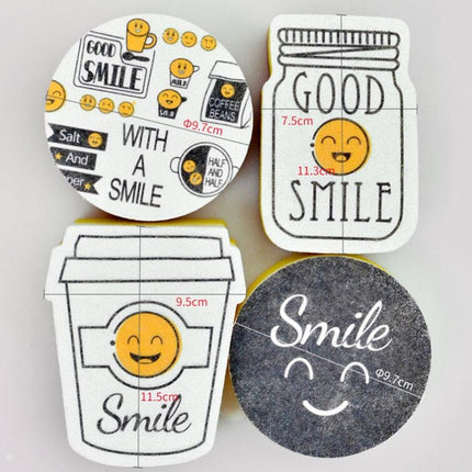 4 PCS/Set Cartoon Smiley Dishwashing Sponge Wipe Kitchen Double-sided Scouring Pad, Style:Sponge Wipe-garmade.com