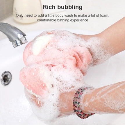 Bath Ball Rubbing Back Bath Towel Long Foam Net Bath Brush(Pink)-garmade.com