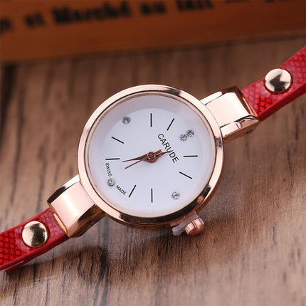 Fashion Women Casual Bracelet Leather Band Watch(Beige)-garmade.com