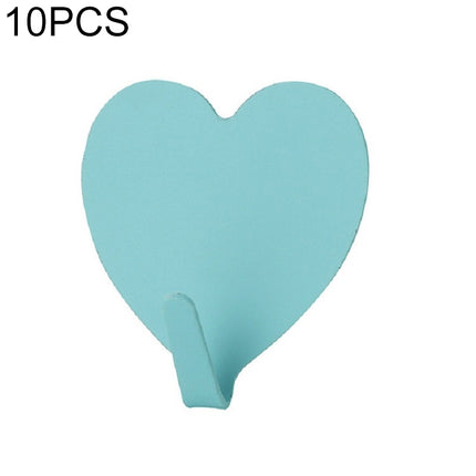 10 PCS Love Heart Hook Stainless Steel Heart Shaped Room Decoration Hook(Light Green)-garmade.com