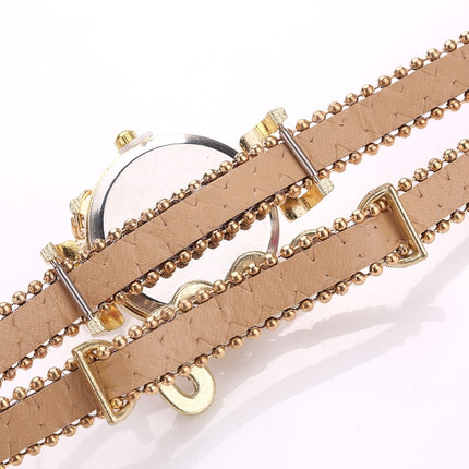 Alloy Diamond Love Letter Bracelet Watch for Women(Black)-garmade.com