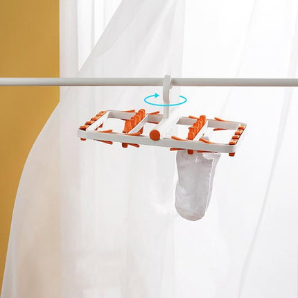Foldable Multifunctional Drying Rack Socks Underwear Clip Holder(White Grey)-garmade.com