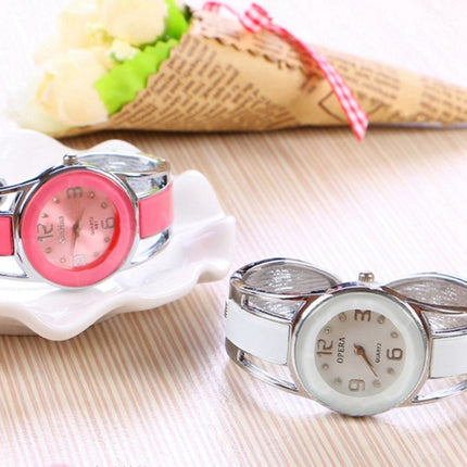 XinHua Women Diamond Mirror Surface Hollow Stainless Steel Bracelet Quartz Watch(Pink)-garmade.com